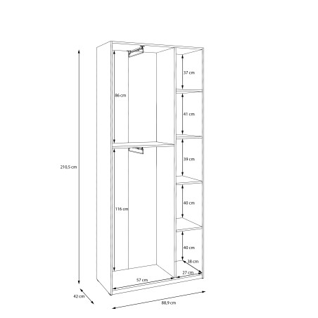 Dulap 2 Usi  Harmony Alb, 88.9 Cm-01