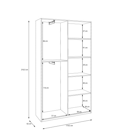 Dulap 2 Usi Harmony Alb, 119.5 Cm-01