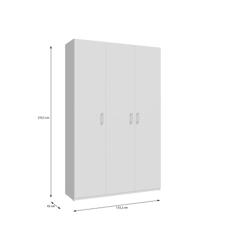 Dulap 3 Usi  Harmony Alb, 133.2 Cm-01