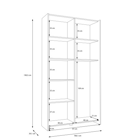 Dulap Cu Usi Culisante Harmony Alb, 100.1 Cm-01