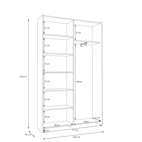 Dulap Cu Usi Culisante Harmony Alb, 120 Cm-01