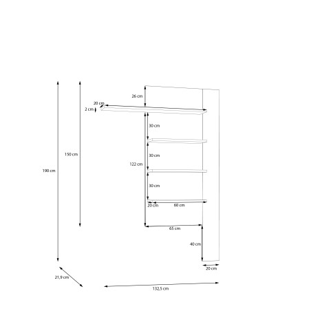 Raft Suspendat Bibliotheque, Nisip Si Stejar Mauvella, 132. 5 Cm-01
