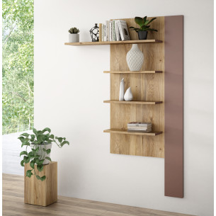 Raft Suspendat Bibliotheque, Terracotta Si Stejar Mauvella, 132. 5 Cm
