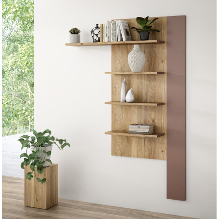 Raft Suspendat Bibliotheque, Terracotta Si Stejar Mauvella, 132. 5 Cm-01