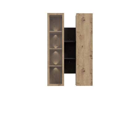 Vitrina Suspendata Bibliotheque, Usi soft close, stejar Cabezone si stejar Artisan, 84.2 Cm-01