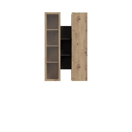 Vitrina Suspendata Bibliotheque, Usi soft close, stejar Cabezone si stejar Artisan, 84.2 Cm-01