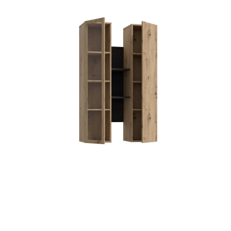Vitrina Suspendata Bibliotheque, Usi soft close, stejar Cabezone si stejar Artisan, 84.2 Cm-01