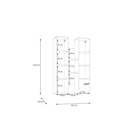 Vitrina Suspendata Bibliotheque, Usi soft close, stejar Cabezone si stejar Artisan, 84.2 Cm-01