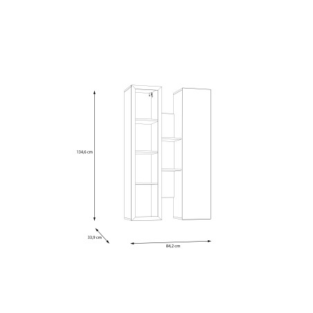 Vitrina Suspendata Bibliotheque, Usi soft close, stejar Cabezone si stejar Artisan, 84.2 Cm-01