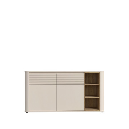 Bufet Cu 2 Usi Si 2 Sertare Bibliotheque, sistem push-open, nisip si stejar Mauvella, 160 Cm-01