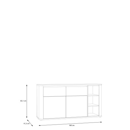 Bufet Cu 2 Usi Si 2 Sertare Bibliotheque, sistem push-open, nisip si stejar Mauvella, 160 Cm-01