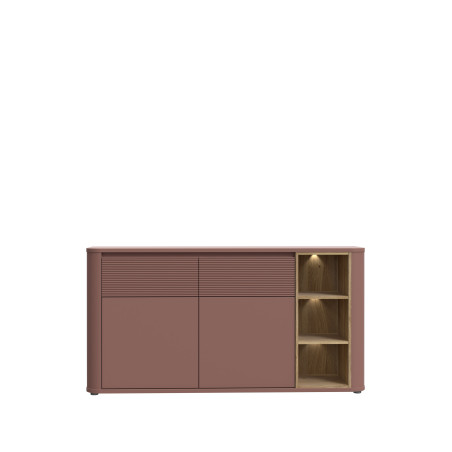 Bufet Cu 2 Usi Si 2 Sertare Bibliotheque , Terracotta si stejar Mauvella, 160 Cm-01