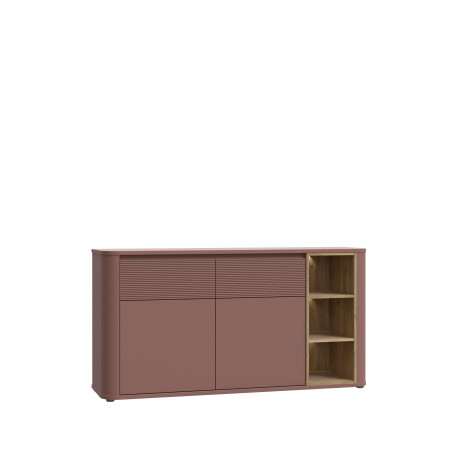 Bufet Cu 2 Usi Si 2 Sertare Bibliotheque , Terracotta si stejar Mauvella, 160 Cm-01