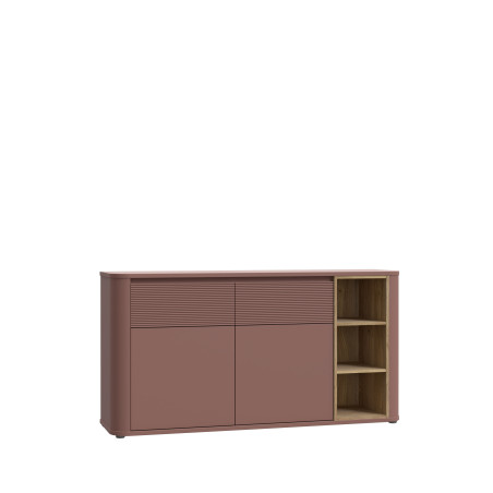Bufet Cu 2 Usi Si 2 Sertare Bibliotheque , Terracotta si stejar Mauvella, 160 Cm-01