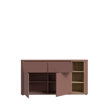 Bufet Cu 2 Usi Si 2 Sertare Bibliotheque , Terracotta si stejar Mauvella, 160 Cm-01