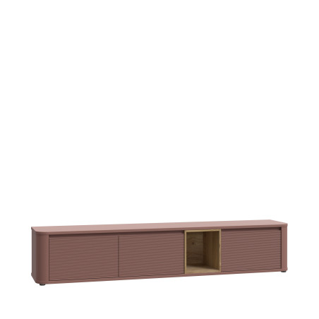 Comoda Tv Mare Bibliotheque, Terracotta si stejar Mauvella, 215 Cm-01