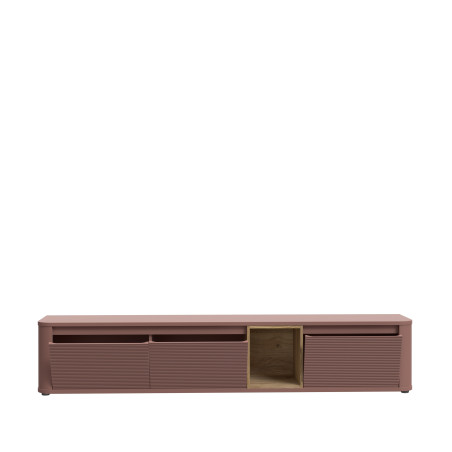 Comoda Tv Mare Bibliotheque, Terracotta si stejar Mauvella, 215 Cm-01