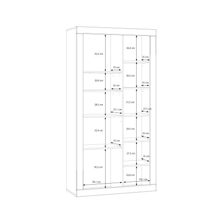 Vitrina 2 Usi Lufkira, Usi cu push-open, Alb Si Stejar Mauvella, 101 Cm-01