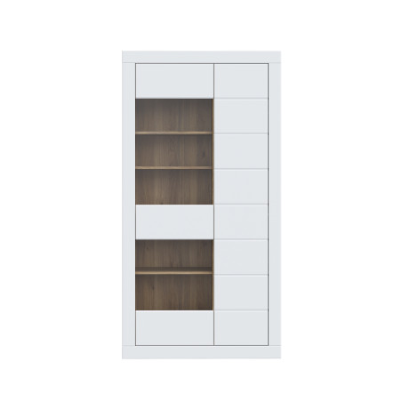 Vitrina 2 Usi Lufkira, Usi cu push-open, Alb Si Stejar Mauvella, 101 Cm-01
