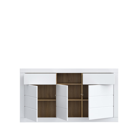 Bufet Lufkira,  Usi si sertare cu push-open, Alb Si Stejar Mauvella,170.7 Cm-01