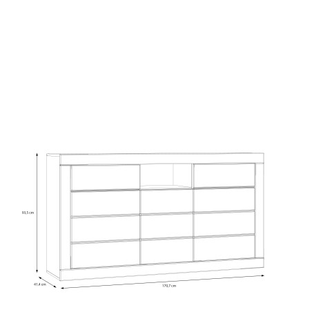 Bufet Lufkira,  Usi si sertare cu push-open, Alb Si Stejar Mauvella,170.7 Cm-01