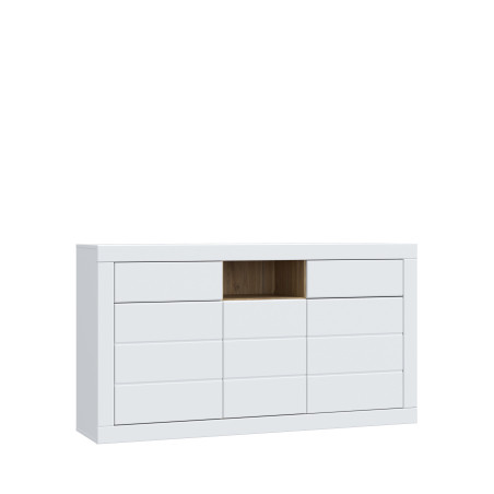 Bufet Lufkira,  Usi si sertare cu push-open, Alb Si Stejar Mauvella,170.7 Cm-01