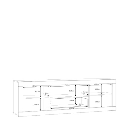 Comoda Tv Mare Lufkira,  Usa si sertare cu push-open, Alb Si stejar Mauvella, 195.4 Cm-01
