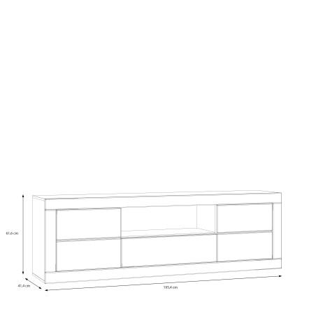 Comoda Tv Mare Lufkira,  Usa si sertare cu push-open, Alb Si stejar Mauvella, 195.4 Cm-01