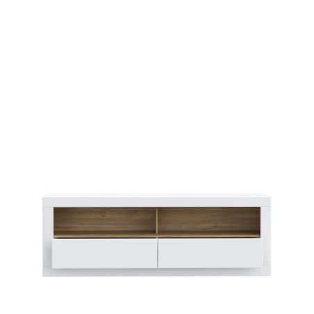 Comoda Tv Mica Lufkira, Sertare cu push-open, Alb Si Stejar Mauvella, 175. 4 Cm-01