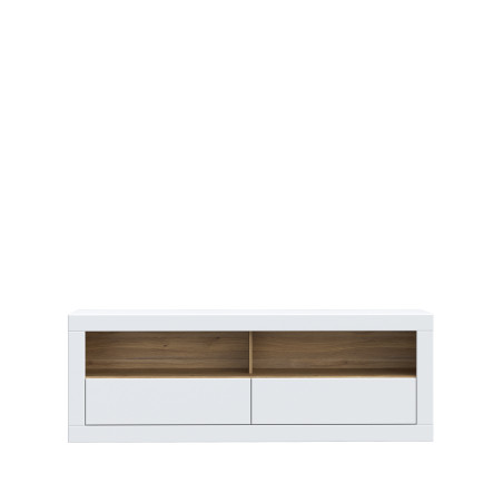 Comoda Tv Mica Lufkira, Sertare cu push-open, Alb Si Stejar Mauvella, 175. 4 Cm-01