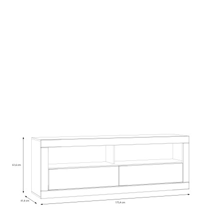 Comoda Tv Mica Lufkira, Sertare cu push-open, Alb Si Stejar Mauvella, 175. 4 Cm-01