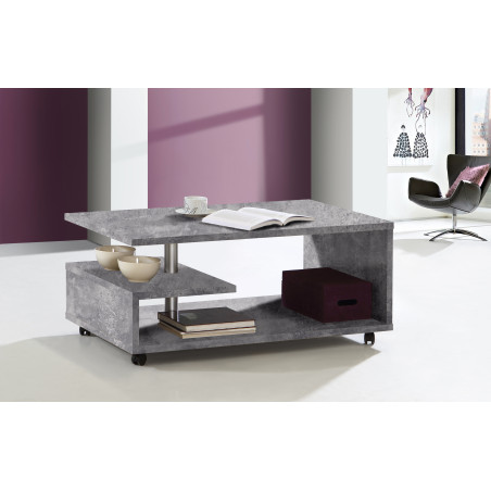 Masa Cafea Belgrad, Beton Optic Gri Deschis, Cu Rotile, 105 Cm-01