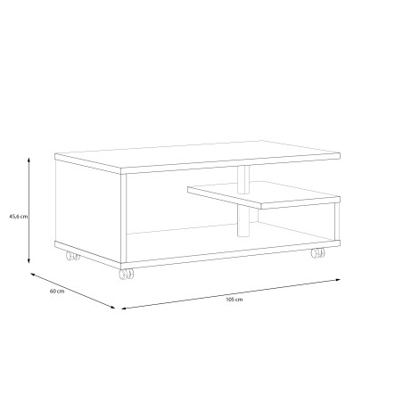 Masa Cafea Belgrad, Beton Optic Gri Deschis, Cu Rotile, 105 Cm-01