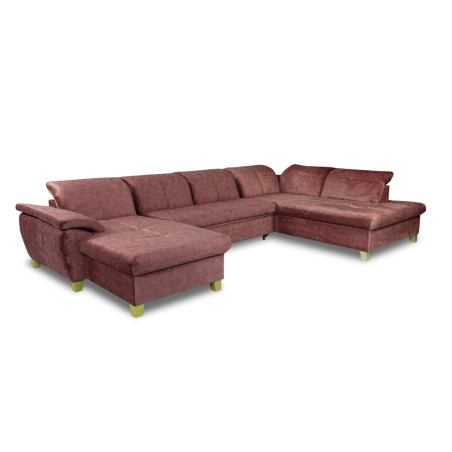 Coltar U Extensibil Sevilia Lux, Dreapta, 6 Locuri, Tetiere Reglabile, Roz Prafuit Inchis, 355 Cm-01