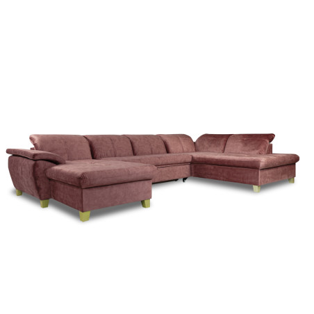 Coltar U Extensibil Sevilia Lux, Dreapta, 6 Locuri, Tetiere Reglabile, Roz Prafuit Inchis, 355 Cm-01