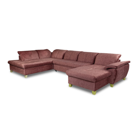 Coltar U Extensibil Sevilia Lux, Stanga, 6 Locuri, Tetiere Reglabile, Roz Prafuit Inchis, 355 Cm-01