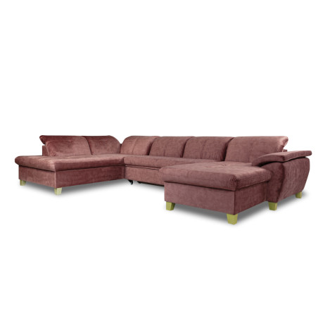 Coltar U Extensibil Sevilia Lux, Stanga, 6 Locuri, Tetiere Reglabile, Roz Prafuit Inchis, 355 Cm-01