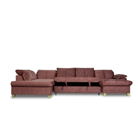 Coltar U Extensibil Sevilia Lux, Stanga, 6 Locuri, Tetiere Reglabile, Roz Prafuit Inchis, 355 Cm-01