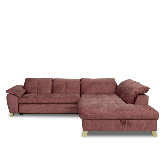 Coltar Extensibil Cu Otoman Mare Sevilia Lux, Dreapta, 5 Locuri, Roz Prafuit Inchis, 300 x 234 Cm