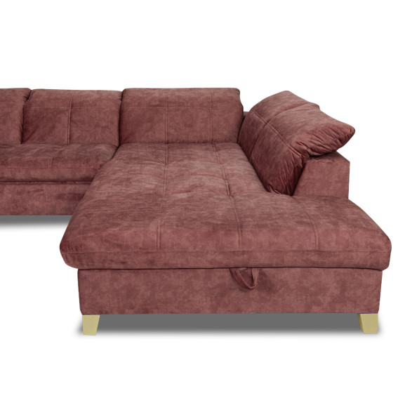 Coltar Extensibil Cu Otoman Mare Sevilia Lux, Dreapta, 5 Locuri, Roz Prafuit Inchis, 300 x 234 Cm