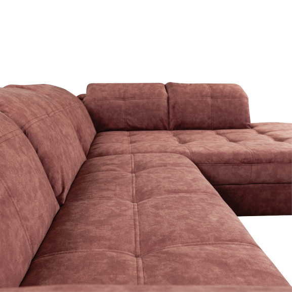 Coltar Extensibil Cu Otoman Mare Sevilia Lux, Dreapta, 5 Locuri, Roz Prafuit Inchis, 300 x 234 Cm