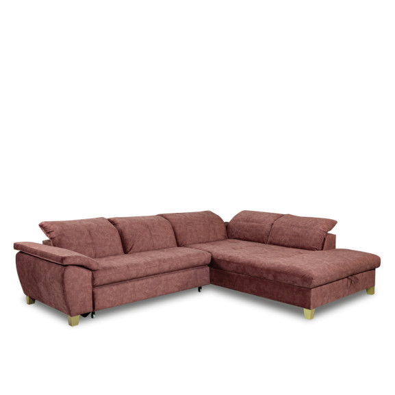 Coltar Extensibil Cu Otoman Mare Sevilia Lux, Dreapta, 5 Locuri, Roz Prafuit Inchis, 300 x 234 Cm