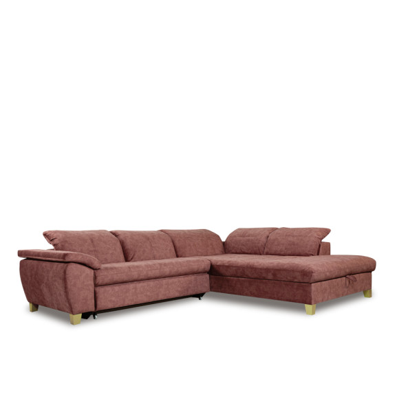 Coltar Extensibil Cu Otoman Mare Sevilia Lux, Dreapta, 5 Locuri, Roz Prafuit Inchis, 300 x 234 Cm