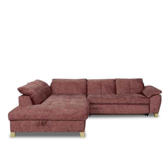 Coltar Cu Otoman Mare Sevilia Lux, Stanga, 5 Locuri, Roz Prafuit Inchis, 300 x 234 Cm