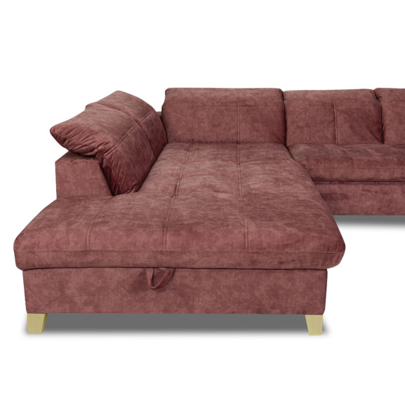 Coltar Cu Otoman Mare Sevilia Lux, Stanga, 5 Locuri, Roz Prafuit Inchis, 300 x 234 Cm