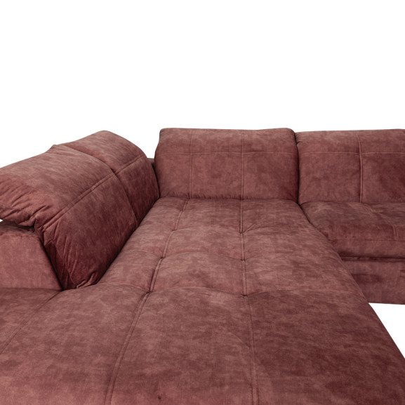 Coltar Cu Otoman Mare Sevilia Lux, Stanga, 5 Locuri, Roz Prafuit Inchis, 300 x 234 Cm