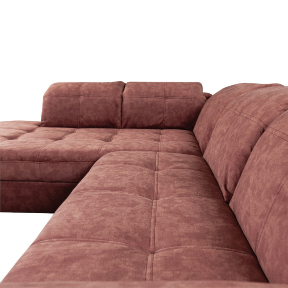 Coltar Cu Otoman Mare Sevilia Lux, Stanga, 5 Locuri, Roz Prafuit Inchis, 300 x 234 Cm