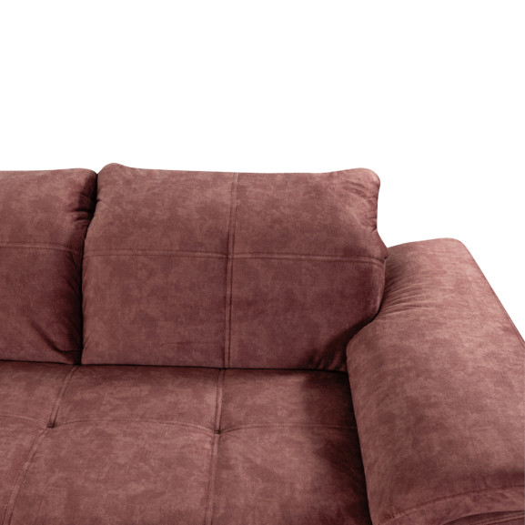 Coltar Cu Otoman Mare Sevilia Lux, Stanga, 5 Locuri, Roz Prafuit Inchis, 300 x 234 Cm