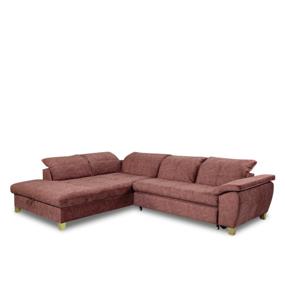 Coltar Cu Otoman Mare Sevilia Lux, Stanga, 5 Locuri, Roz Prafuit Inchis, 300 x 234 Cm