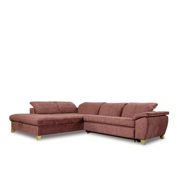 Coltar Cu Otoman Mare Sevilia Lux, Stanga, 5 Locuri, Roz Prafuit Inchis, 300 x 234 Cm